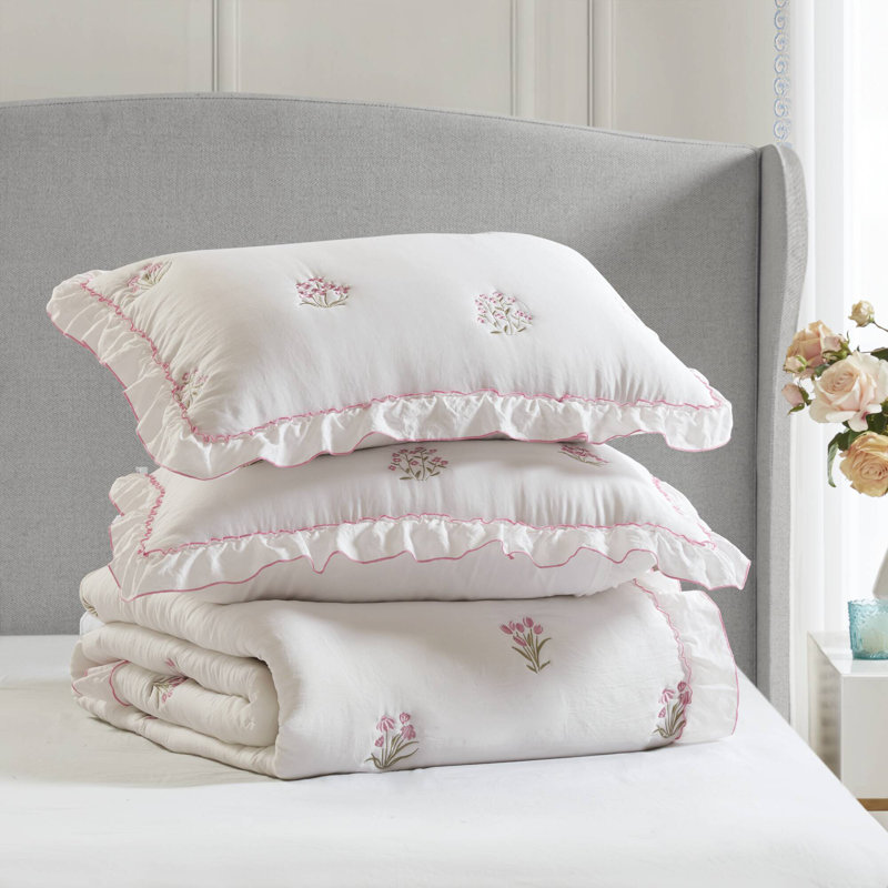 Mini ensemble de courtepointe Aglaia, Double/Grand, Floral, Rose