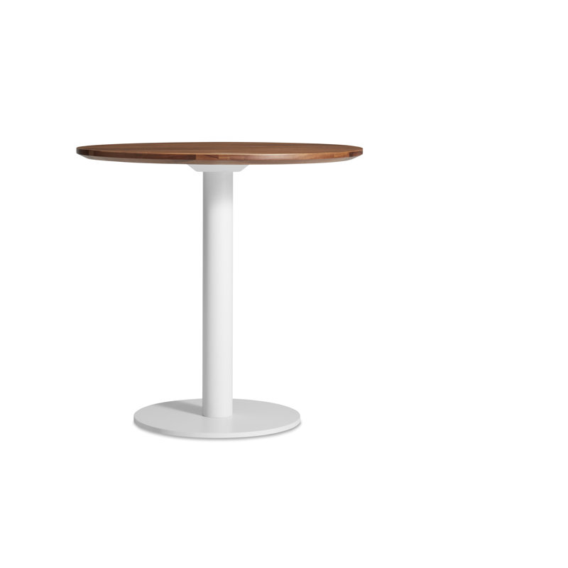 Easy Round Dining Table, Walnut, 29" H x 30" W x 30" L, Matte White