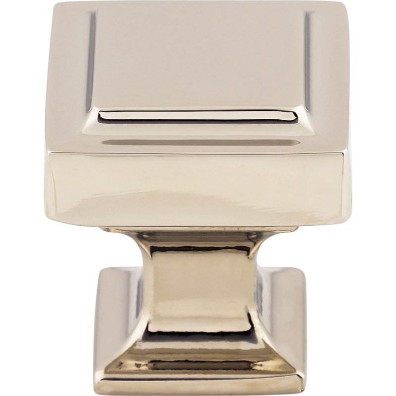 Ascendra 1 1/8" Length Square Knob, Polished Nickel, 1 1/8" Length