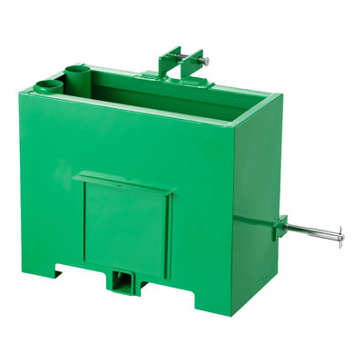Ballast Box, 3-Point Category 1 Tractor Ballast of 800 lbs Capacity, with Standard 2 Inch Hitch Receiver, Heavy-Duty Steel 3.2 ft³ Large Volume Durable Loader Attachment with Sliding Door, Green