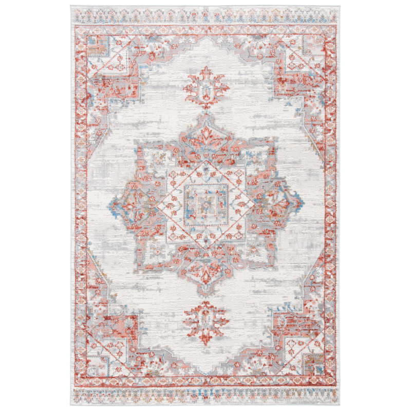 Tapis oriental ivoire / rouille, Rectangle 8 pi x 10 pi