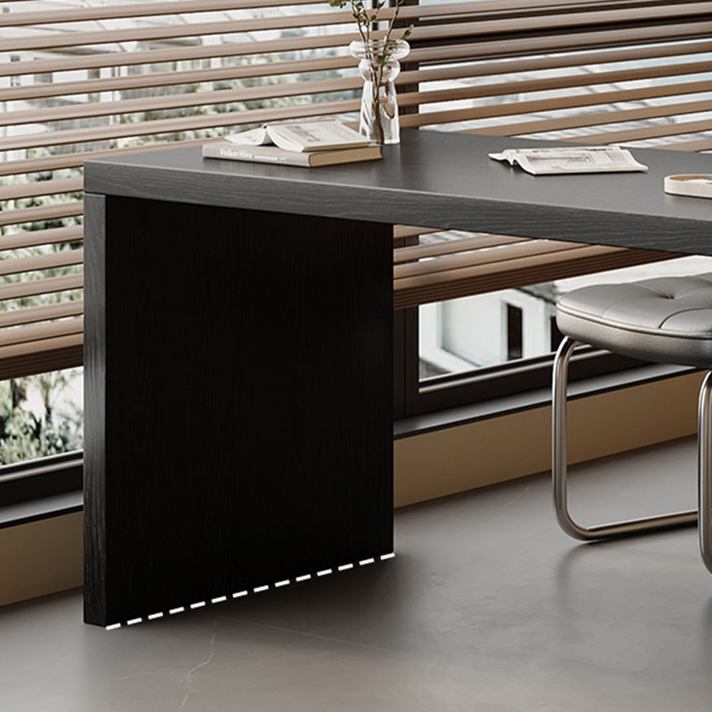 Bureau en bois massif noir demi-cercle, H 29,53 po x l 70,87 po x P 23,62 po