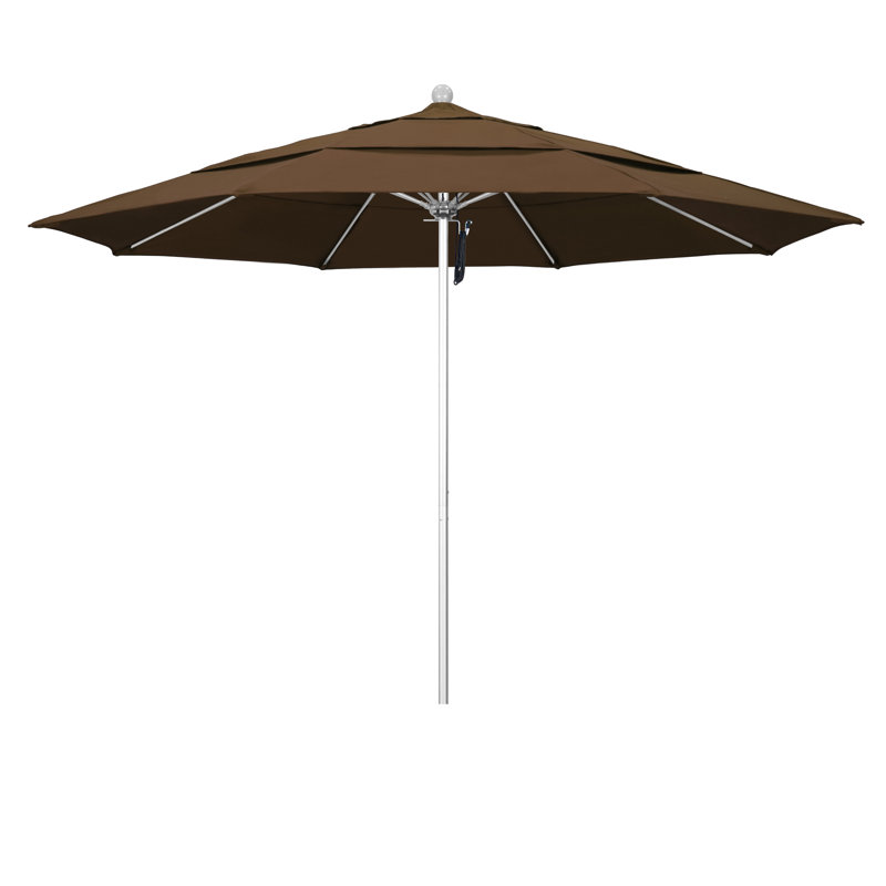 Parasol de marché 11 pi Hibo, Cacao, Argent anodisé