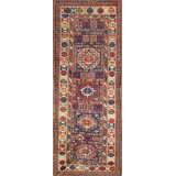Vibrant 19th Century Antique Allover Geometric Hand Knotted Tribal Pile Caucasian Rug