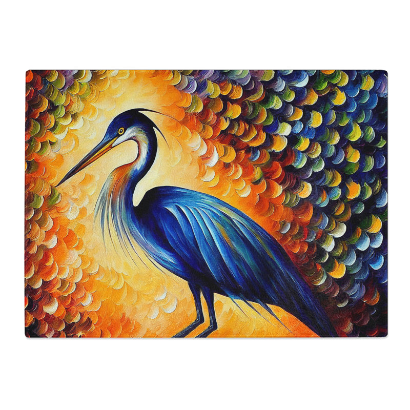 Heron Bird Abstract Vol.4  Glass Chopping Board