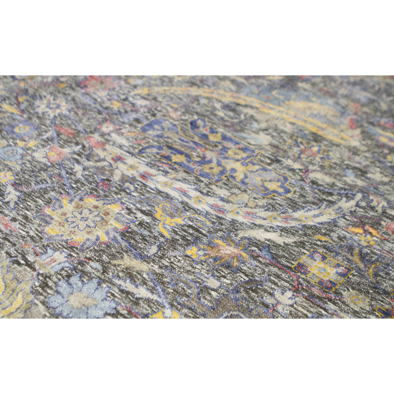 Hand-Knotted High-Quality Brown and Light Blue Area Rug