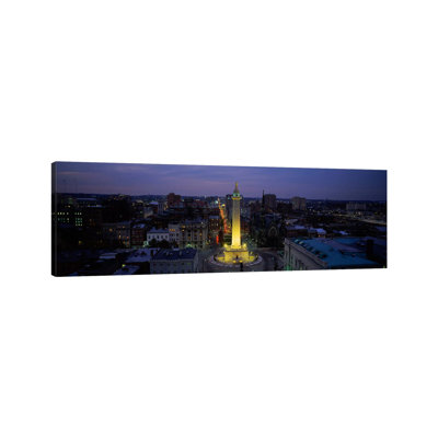 High Angle View Of A Monument, Washington Monument, Mount Vernon Place - Wrapped Canvas Panoramic Print