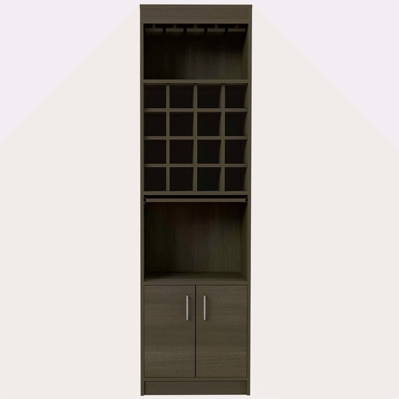16-Bottle 1-Shelf Bar Cabinet, Oak