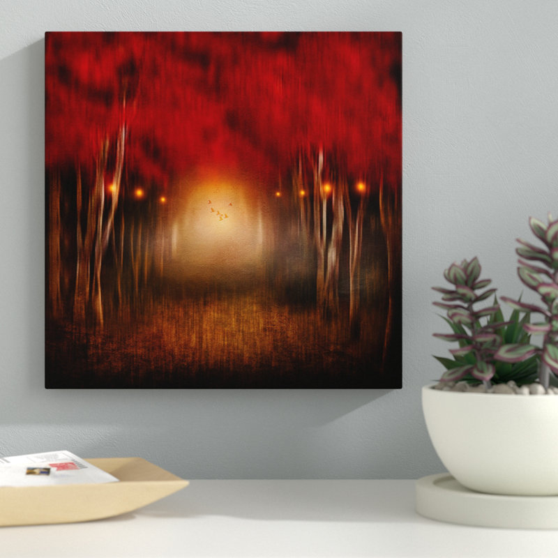 Melody rouge, reproduction d’art sur toile tendue, H 12 po x l 12 po x P 0,75 po, Pas de tapis, Toile tendue