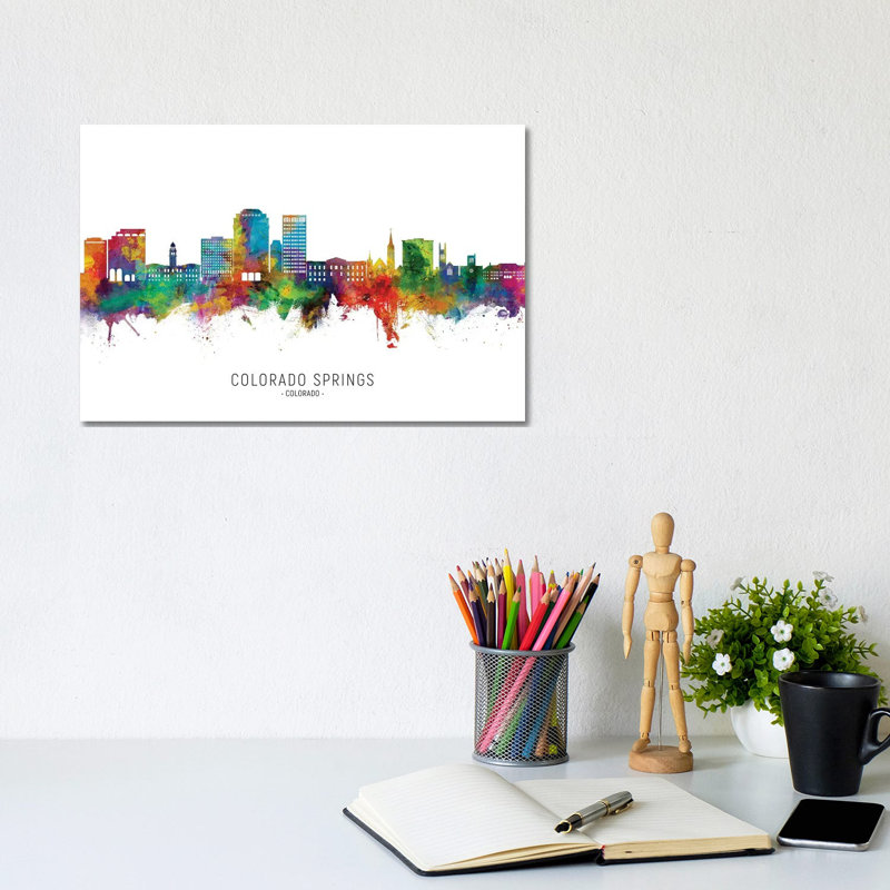 Colorado Springs Skyline City Name by Michael Tompsett - Wrapped Canvas Gallery-Wrapped Canvas Giclée