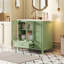 Armoire de salle de bain 36 po avec portes à texture gaufrée, meuble-lavabo avec quatre tiroirs et deux portes à fermeture en douceur, rangement de salle de bain avec portes en verre