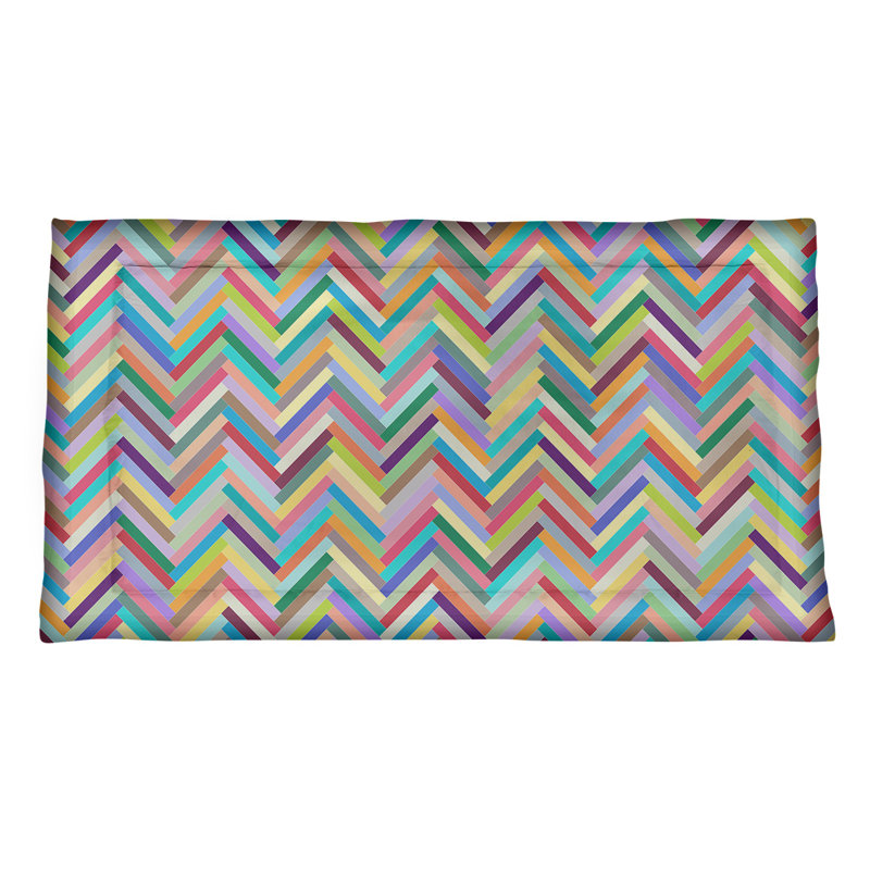 Taie décorative à chevrons Katelyn Elizabeth, Standard, Microfibre, Arc-en-ciel