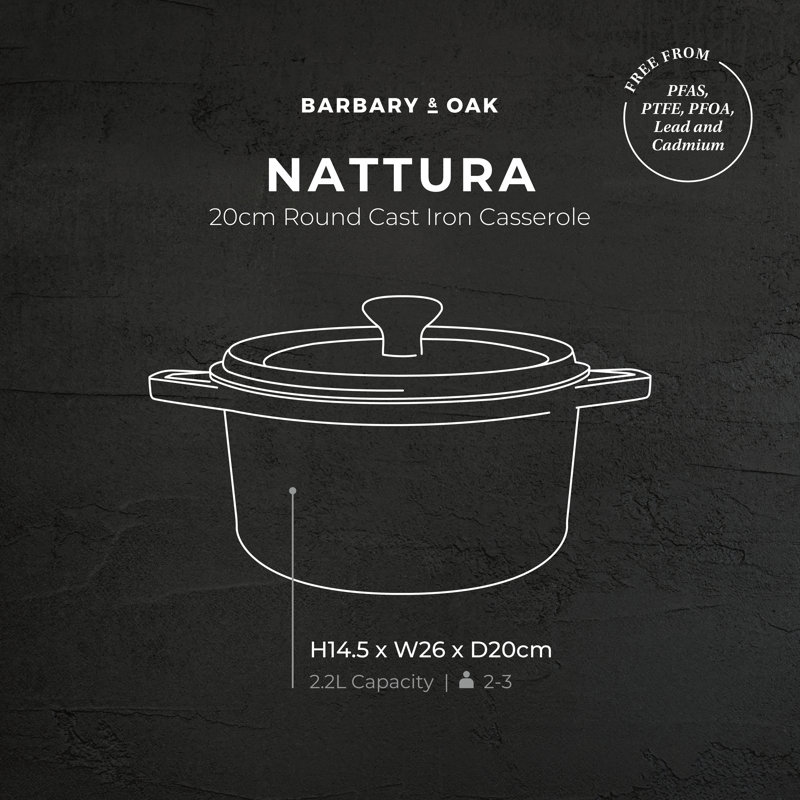 Barbary & Oak Cast Iron Dutch Oven, 2.2 Litres, Teal