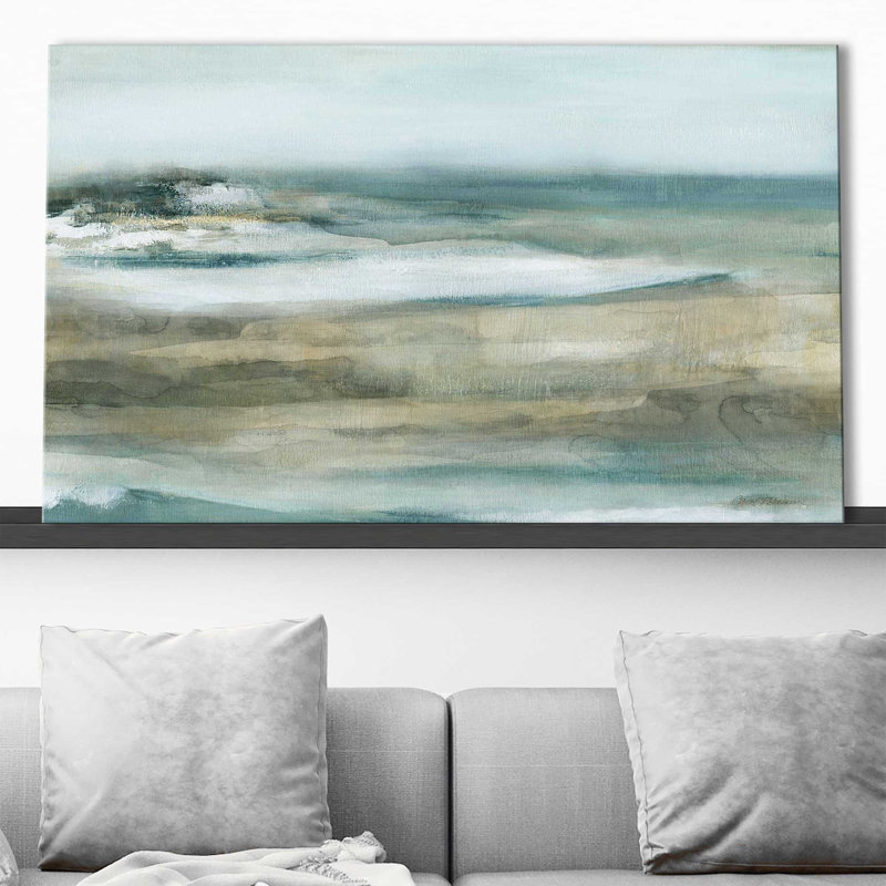 Moody Seas II par Carol Robinson - Peinture, L 30 po x H 18 po, Toile tendue