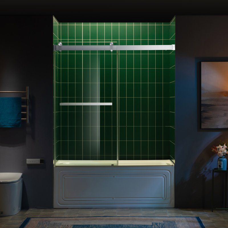 56-60“ X 62" Double Sliding Shower Door With 3/8" Thickened Upgrade Tempered Glass | Stainless Steel Hardware | Safe, Explosion-Resistant, Clear & Stylish, Sturdy & Durable
