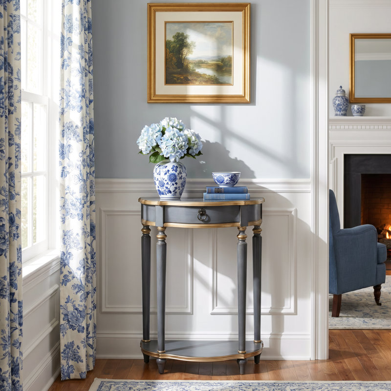 Ashby Demilune Console Table with Storage, Pastel Blue