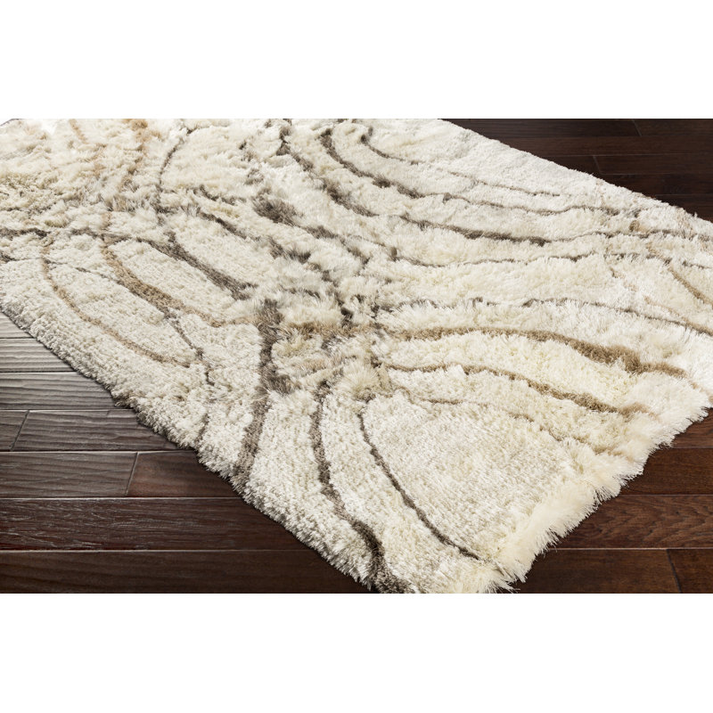 Witherell Abstract Hand-Tufted Cream/Charcoal Area Rug, Rectangle 5' x 7'6"