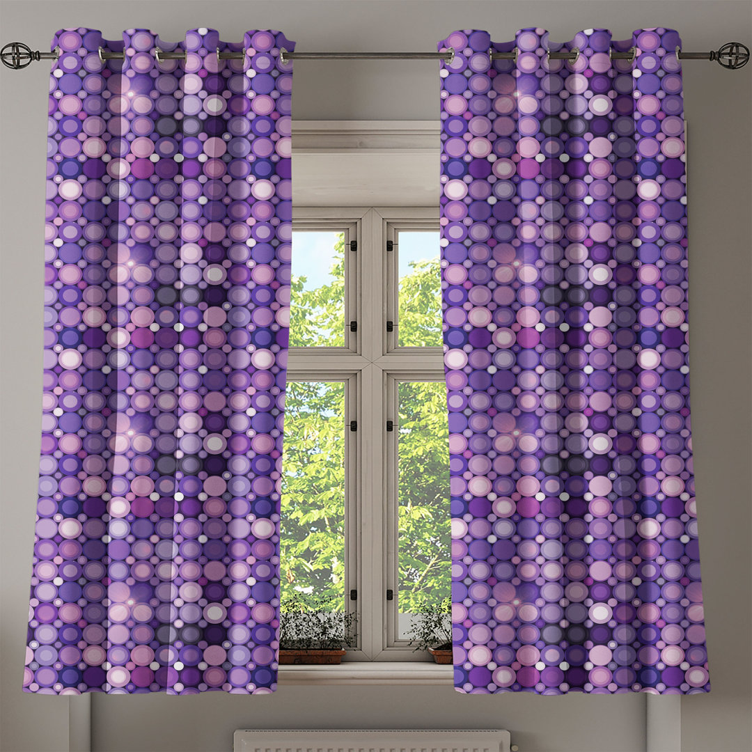 Thermovorhang-Set Deracy Violet Circles mit Ösen, halbtransparent