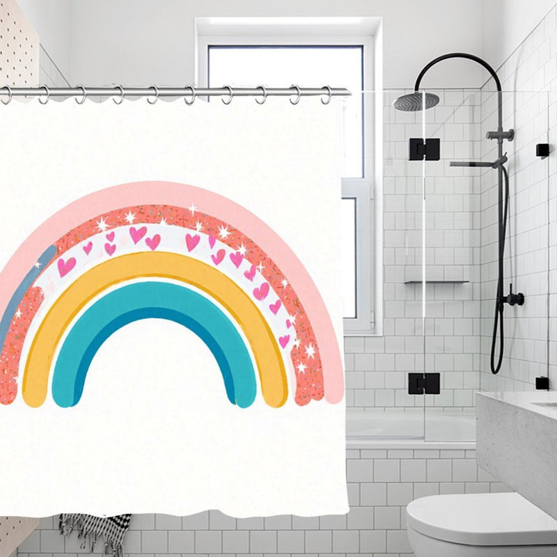 Rideaux de douche pastel arc-en-ciel, 71 x 71