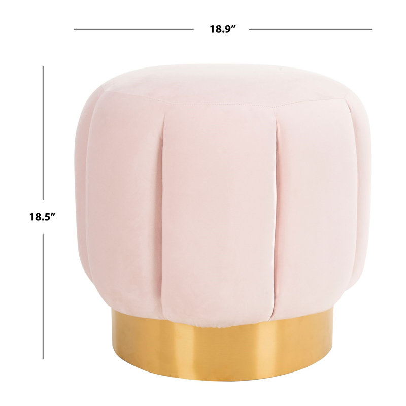 Maxine Round Ottoman, Light Pink Velvet