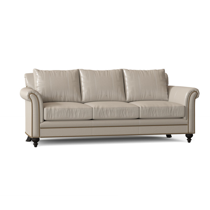 Richardson Sofa, Aline Fumo Genuine Leather, Mahogany, French Natural