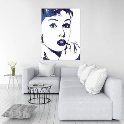 Audrey Hepburn Cigarillo Blue Office Canvas | Home Decor
