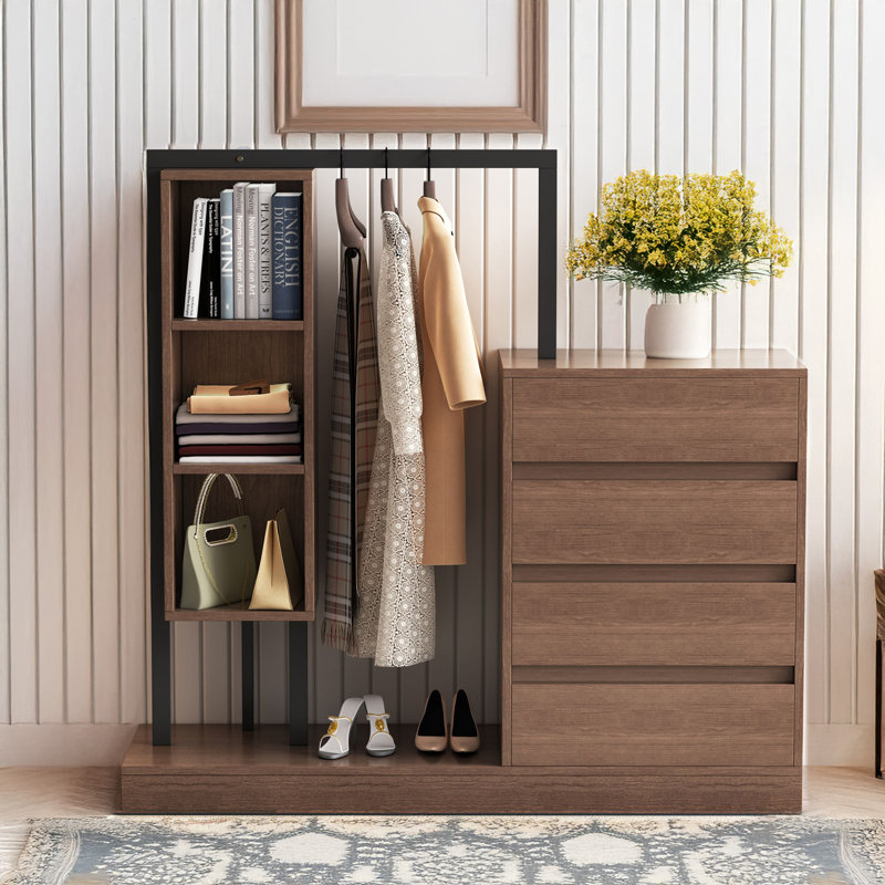 Armoire avec 4 tiroirs et 3 tablettes, Espresso