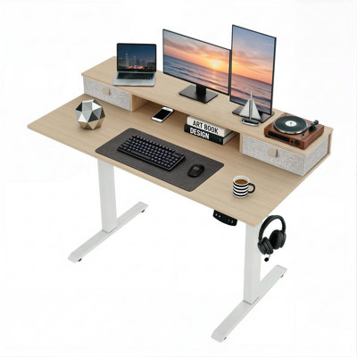 Bureau électrique debout, bureau d'ordinateur à hauteur réglable, bureau ergonomique de 48 po x 24 po, contrôleur de mémoire et 2 préréglages de hauteur pour le bureau personnel et les jeux vidéo