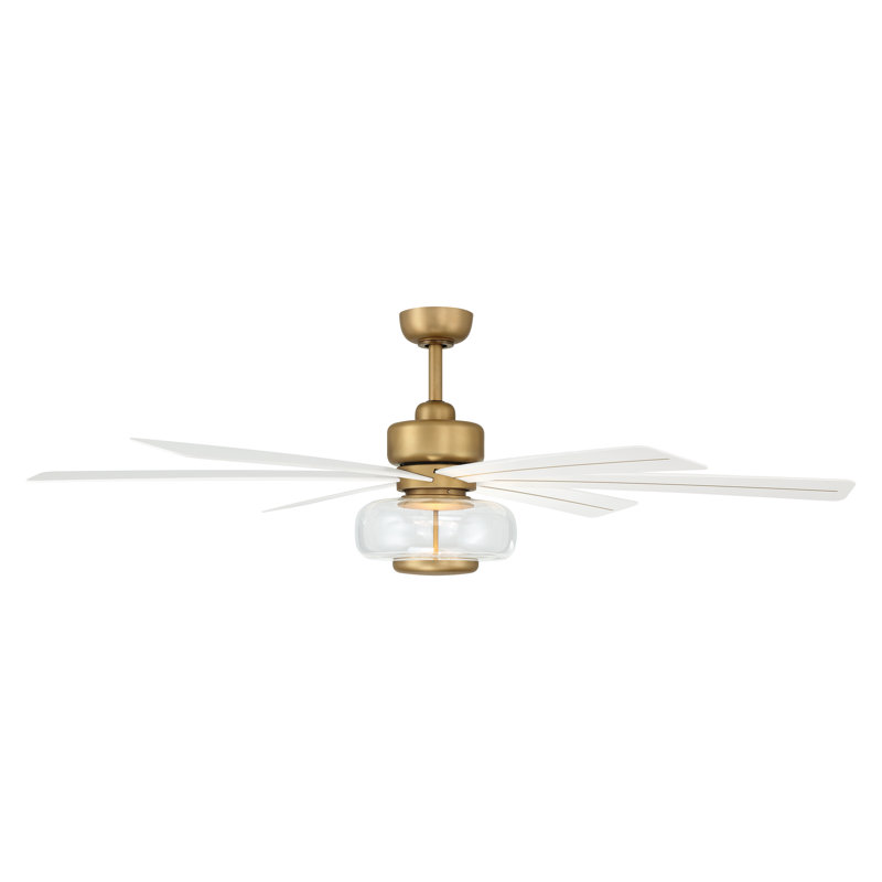 Ventilateur de plafond intelligent DEL 60 "5CCT Ligero, Laiton, Blanc albâtre