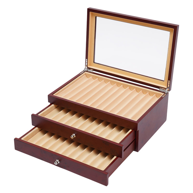 3-Tier Retro Rectangular Pen Collection Storage Display Box With 34 Separate Compartments