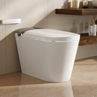 Toilette à bidet intelligente DeerValley: couvercle à ouverture / fermeture automatique, contrôle de température toutes saisons, bouclier en mousse et pompe intégrée pour basse pression en blanc