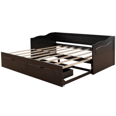 Wooden Daybed With Trundle Bed And Two Storage Drawers , Extendable Bed Daybed,Sofa Bed With Two Drawers -  STYLISH, OKKK612-LP000519AAP