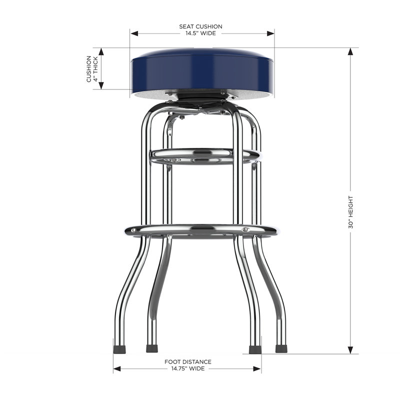 Commercial Grade Chrome Swivel Bar Stool with Vibrant Team Colors  , Dallas Cowboys