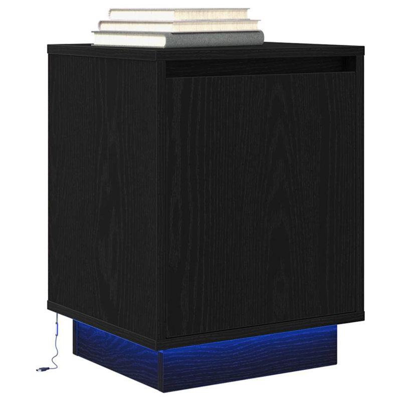 Daphane 38cm W Manufactured Wood Bedside Table, Black