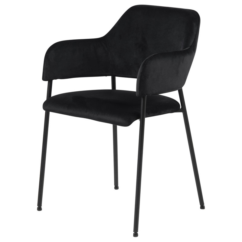 Virden 48.5cm H Velvet Upholstered Armchair, Black