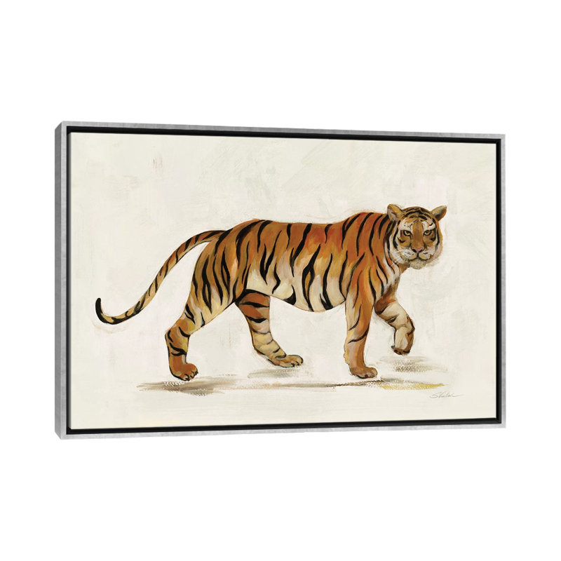 «Walking Tiger Light» par Silvia Vassileva - impression d'art graphique, Pas de tapis, H 32 po x l 48 po x 1,5 po
