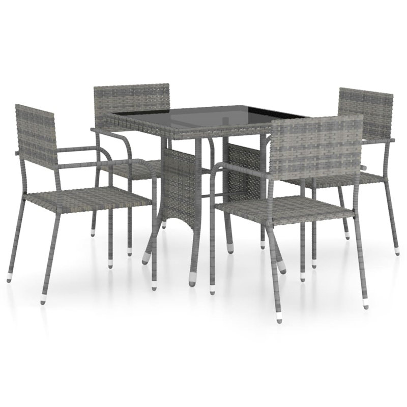 Azizjon 4 - Person Patio Dining Set Square Table, Grey