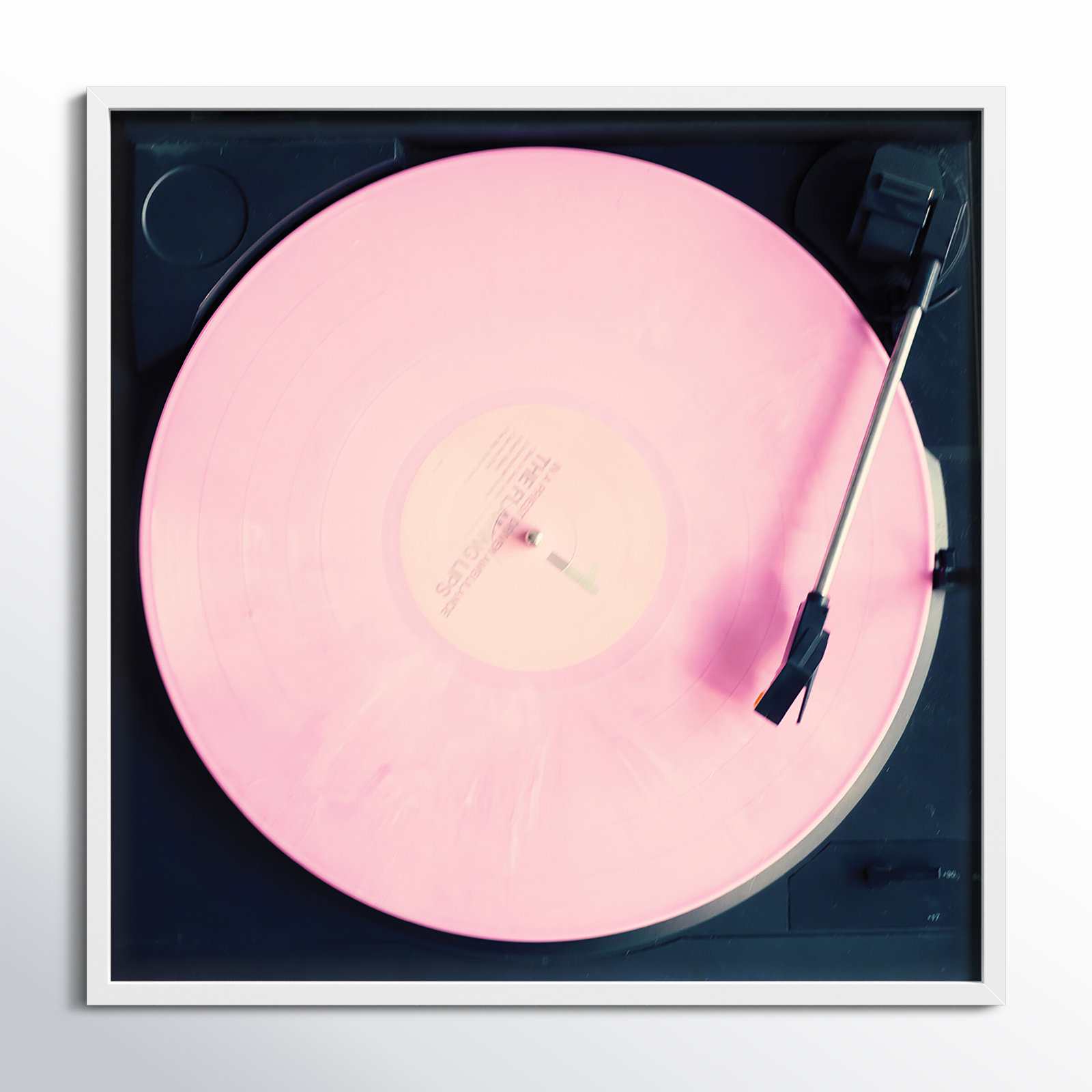 Pink Record by Caroline Mint, 34.25" H x  34.25" W  x 0.88" D, White