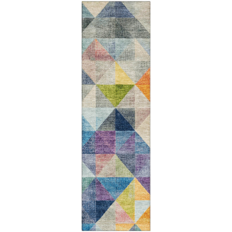 Premium Machine Washable Ariel Geometric Rug, Runner 2'3" x 7'6"