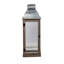 Ensemble de 3 lanternes en bois naturel et argent, L 11 x 11 x 32 po, M 8,5 x 8,5 x 23 po, S: 6 x 6 x 17 po