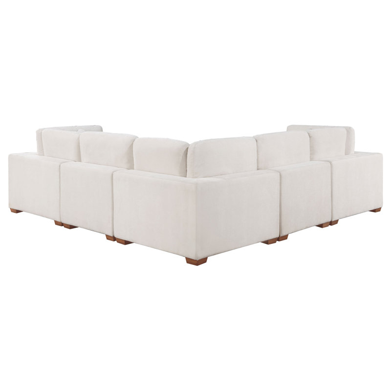 Canapé modulaire rembourré 6 pièces Hainsworth, Tissu ivoire, H 39 po x l 181,5 po x P 41,75 po