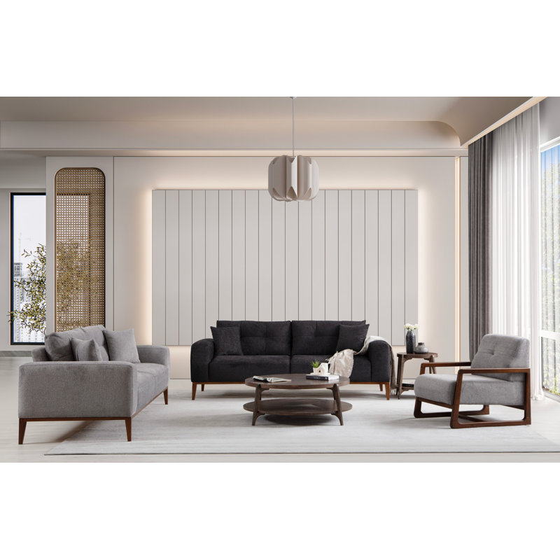Amarande Stylish 3-Seat Sofa-Bed, Light Grey Fabric, 88.6 x 36.2 x 29.5 inches | Durable Beech Wood & Chipboard Frame, 100% Polyester | Turnable Back Mechanism, Dry-Cleanable, Portable Cushions | Perfect for Living Room & Guest Room