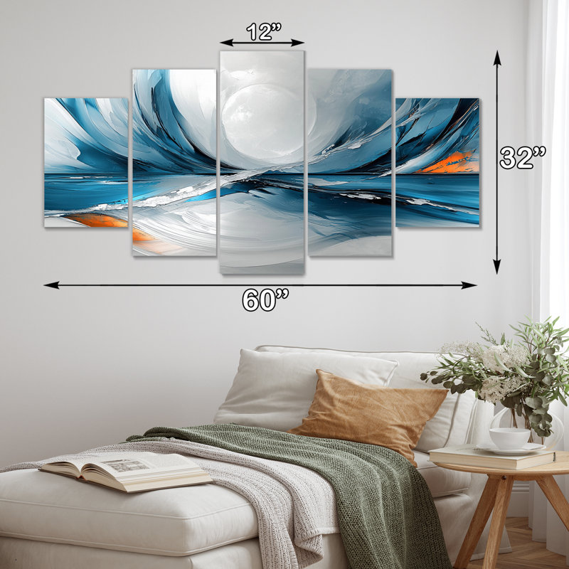Tourbillon abstrait dans des tons de bleu et d'orange II - ensemble d'art abstrait sur toile