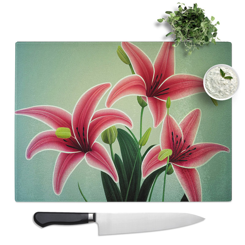 Delicious Lily Flowers  Glass Chopping Board
