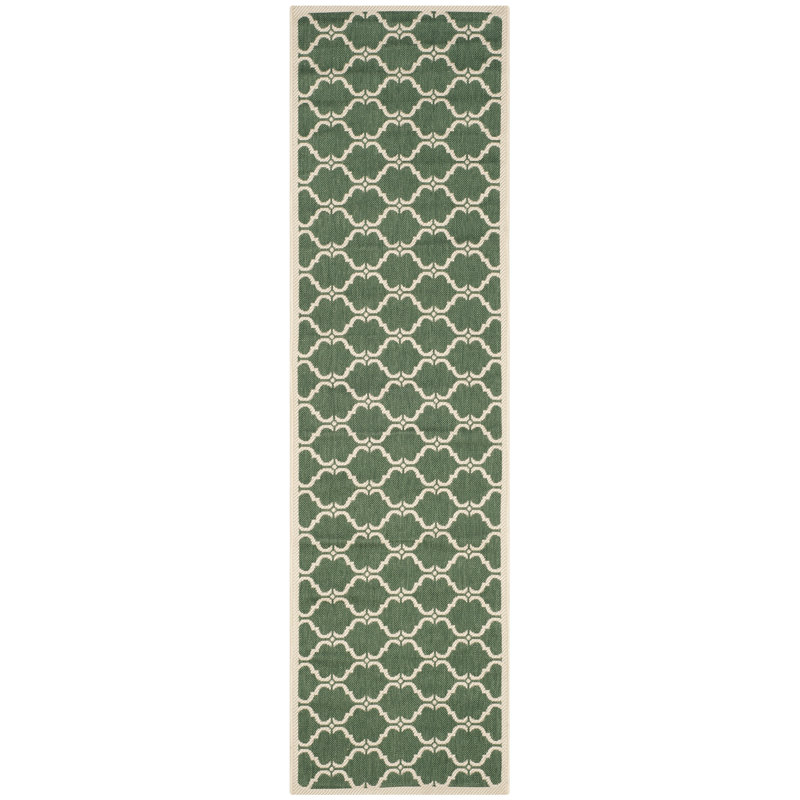 Arneshia Geometric Green/Beige Indoor / Outdoor Area Indoor/Outdoor Area Rug, Runner 2'3" x 6'7"