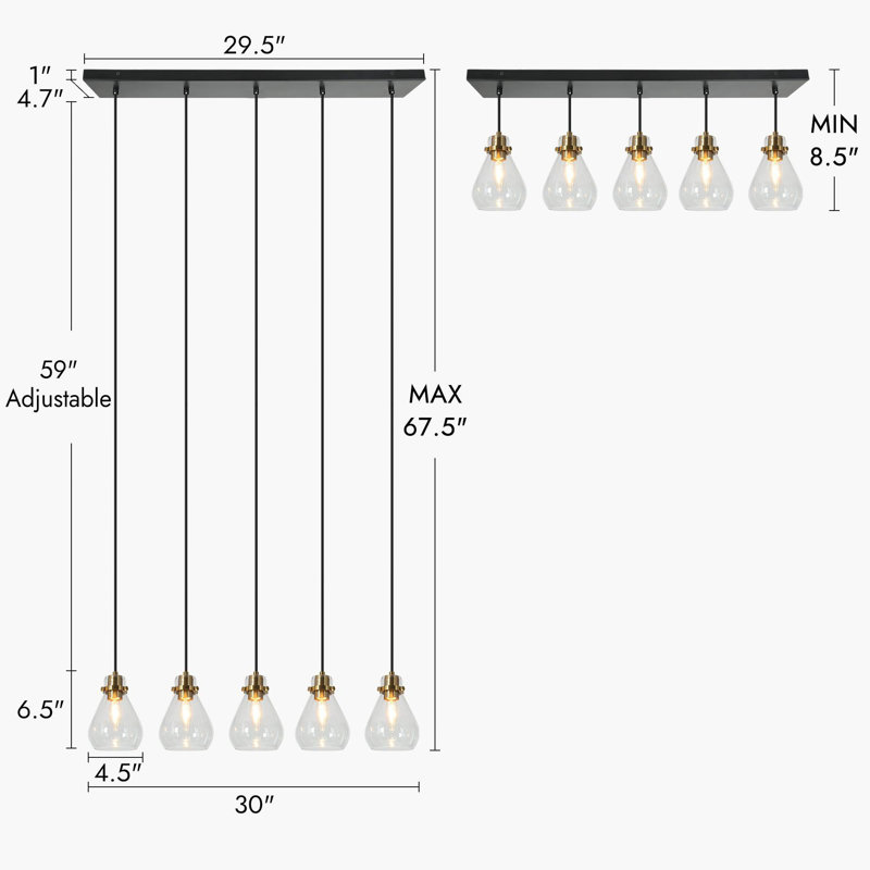 Lustre encastré moderne 5 lumières Cluster Cluster