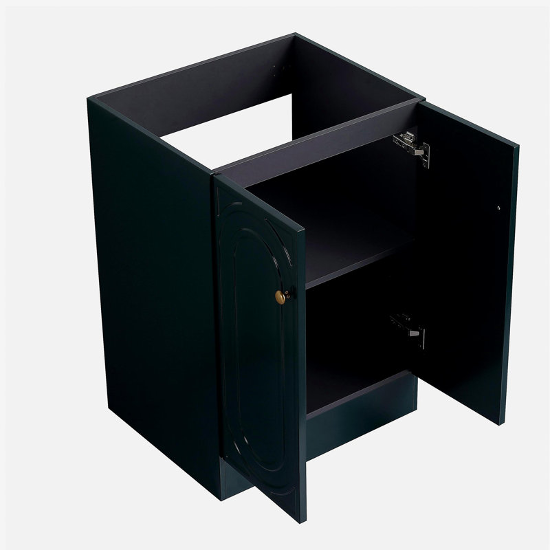 Coiffeuse autoportante de 24 po et 2 portes d'armoire à fermeture en douceur - n'inclut pas le lavabo, Vert foncé
