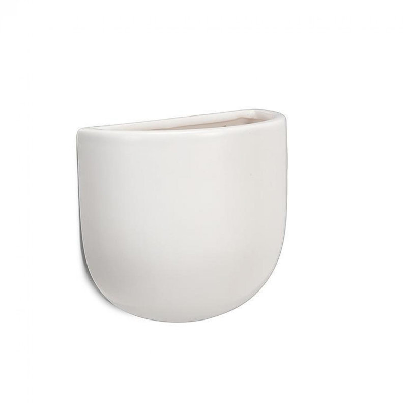 Pot de fleurs mural demi-cercle, H 4,5 po x l 5 po x P 3 po, Blanc