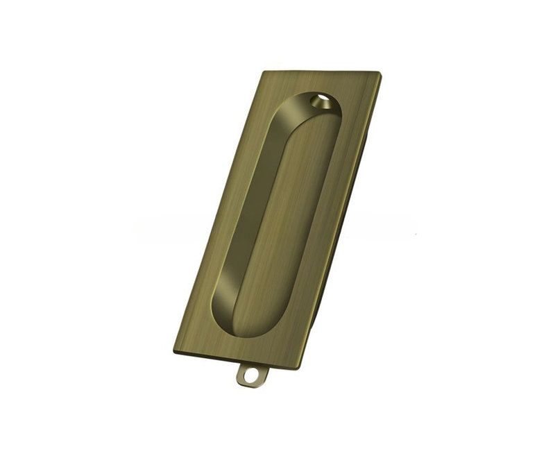 Deltana FP222U5 Flush Pull, Rectangle, 3-1/8" x 1-3/8" x 1/2" in Antique Brass, Antique Brass