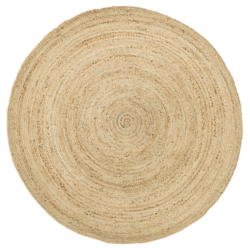 Tapis tissé à la main rond en jute tissé à la main 3 pi, Rond 72 po x 60 po